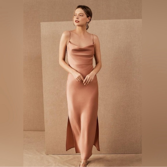 BHLDN Sachin & Babi Cali Satin Cowl Neck Slip Midi Dress Sedona Sunset SZ 8 - Picture 4 of 16